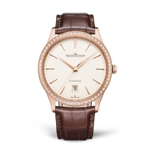 Jaeger-LeCoultre Master Ultra Thin Date Red Gold - Diamond Eggshell Alligator