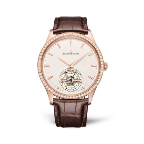 Jaeger-LeCoultre Master Ultra Thin Tourbillon Pink Gold - Diamond Eggshell Alligator