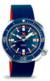 Ligure Tartaruga Scuba Diver Stainless Steel Blue Rubber