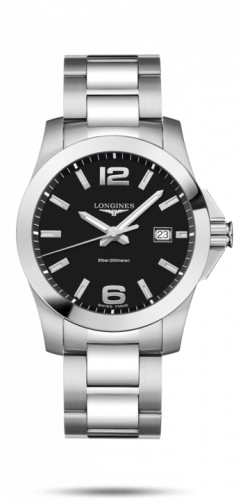 Longines Conquest Quartz 41 Stainless Steel Black Bracelet