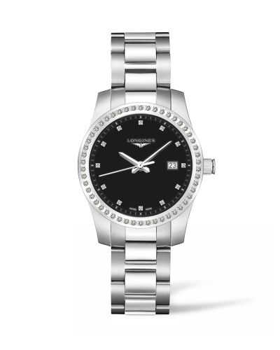 Longines Conquest Quartz 36 Stainless Steel - Diamond Black