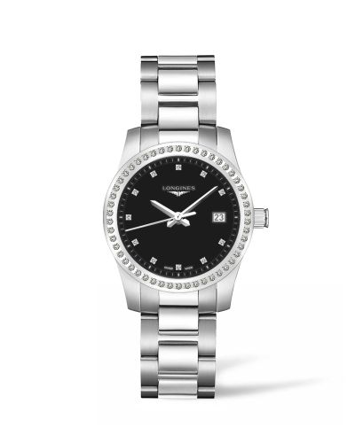 Longines Conquest Quartz 34 Stainless Steel - Diamond Black