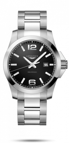Longines Conquest Quartz 43 Stainless Steel Black Bracelet