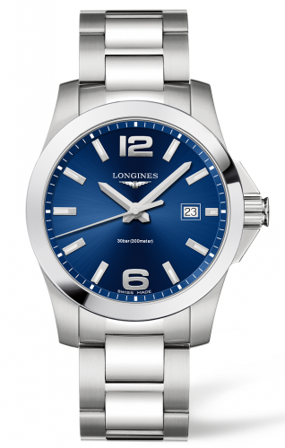 Longines Conquest Quartz 41 Stainless Steel Blue Bracelet