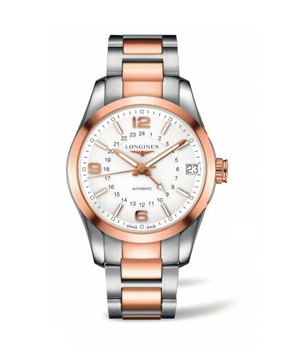 Longines Conquest Classic 42 GMT Stainless Steel - Red Gold Silver Bracelet