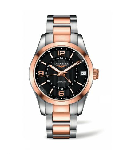Longines Conquest Classic 42 GMT Stainless Steel - Red Gold Black Bracelet