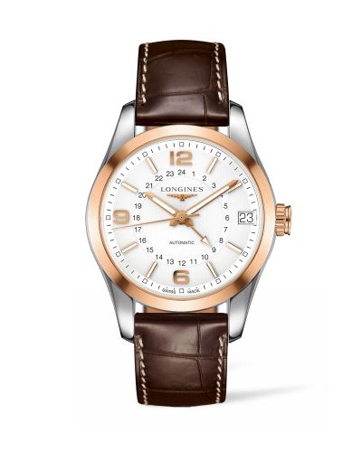 Longines Conquest Classic 42 GMT Stainless Steel - Red Gold Silver