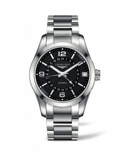 Longines Conquest Classic 42 GMT Stainless Steel Black Bracelet