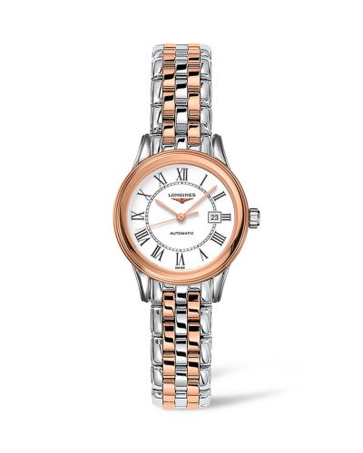Longines Flagship 30 Stainless Steel - Pink Gold White - Roman Bracelet