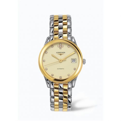 Longines Flagship 35.6 Automatic Two Tone Cream Diamond