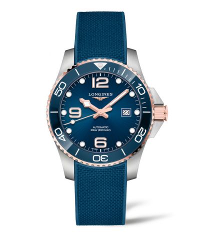 Longines HydroConquest 43 Automatic Stainless Steel - Pink Gold Blue Rubber