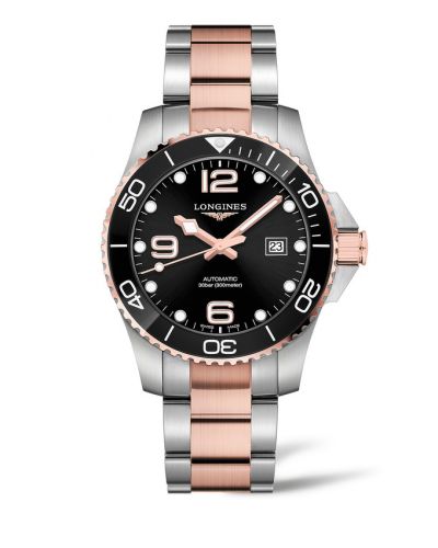 Longines HydroConquest 43 Automatic Stainless Steel - Pink Gold Black Bracelet