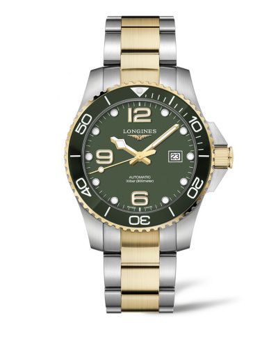 Longines HydroConquest 43 Automatic Stainless Steel - Yellow Gold Green Bracelet