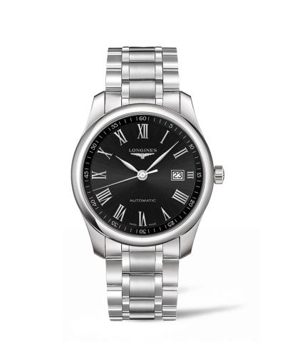 Longines Master Collection 40 Date Stainless Steel Black - Roman Bracelet