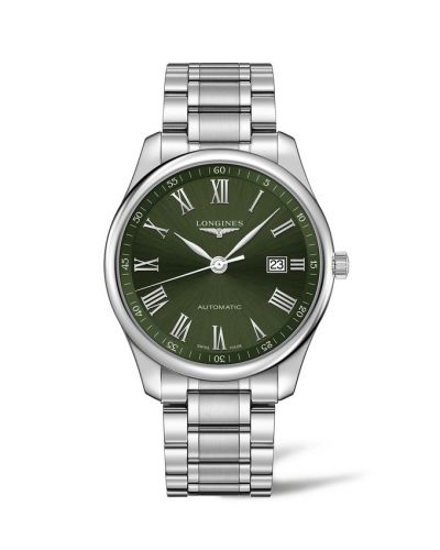 Longines Master Collection 42 Date Stainless Steel Green - Roman Bracelet