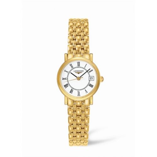 Longines Presence 23.5 Quartz Yellow Gold White - Roman Bracelet