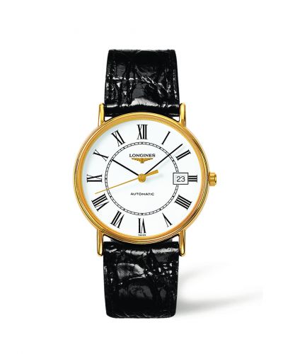 Longines Presence 38.5 Automatic PVD Gold White - Roman Strap