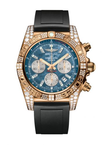 Breitling Chronomat 44 Rose Gold Diamondworks Black Pearl Diamond Rubber