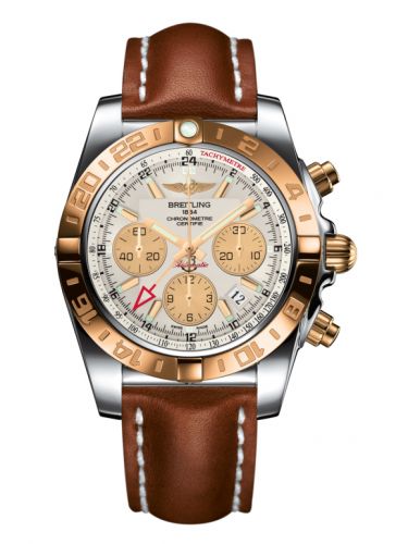Breitling Chronomat 44 GMT Stainless Steel Rose Gold Sierra Silver Calf