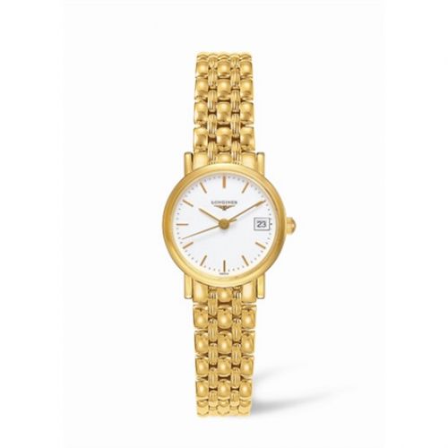 Longines Presence 23.5 Quartz Yellow Gold White Bracelet