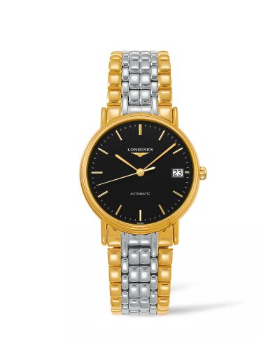 Longines Presence Automatic 34.5mm Stainless Steel PVD Gold Black Bracelet