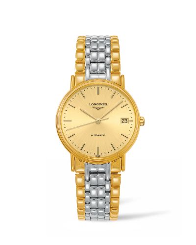 Longines Presence Automatic 34.5mm Stainless Steel PVD Gold Champagne Bracelet
