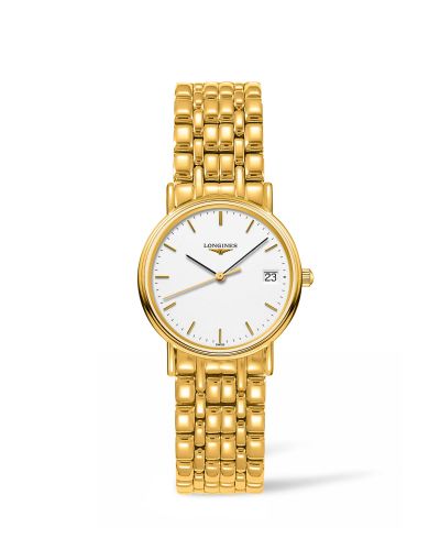 Longines Presence Quartz 30mm PVD Gold White Bracelet