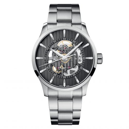 Mido Multifort Skeleton Vertigo Stainless Steel Grey Bracelet