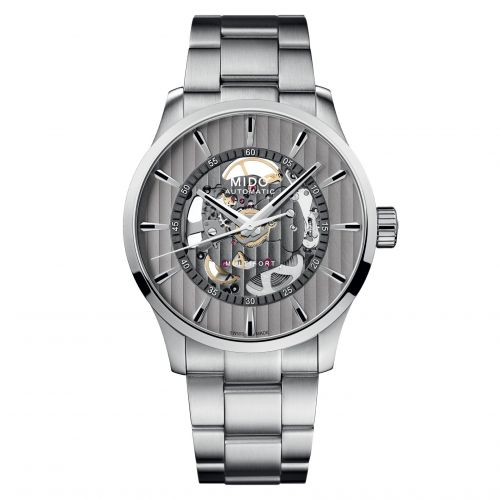 Mido Multifort Skeleton Vertigo Stainless Steel Silver Bracelet