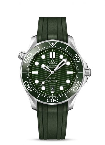 Omega Seamaster Diver 300M Master Co-Axial 42 Stainless Steel Green Rubber