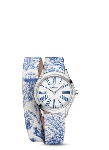 Omega Mini Trésor Quartz 26 Stainless Steel - Diamond White - Blue Toile de Jouy - Double Tour