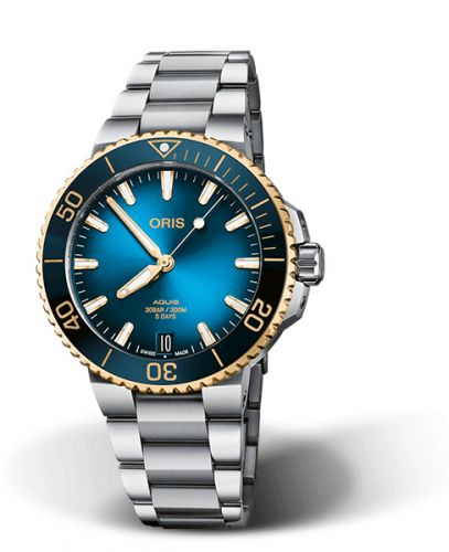 Oris Aquis Date Calibre 400 41.5 Stainless Steel - Yellow Gold Blue Bracelet