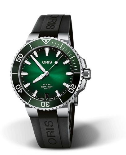 Oris Aquis Date Calibre 400 41.5 Stainless Steel Green Rubber