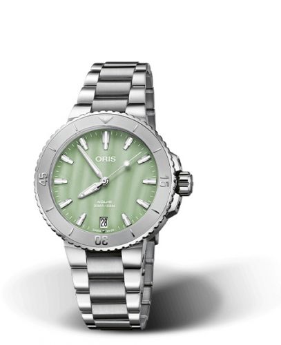 Oris Aquis Date 36.5 Stainless Steel Green MOP Bracelet