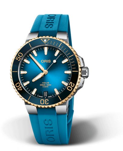 Oris Aquis Date Calibre 400 41.5 Stainless Steel - Yellow Gold Blue Rubber