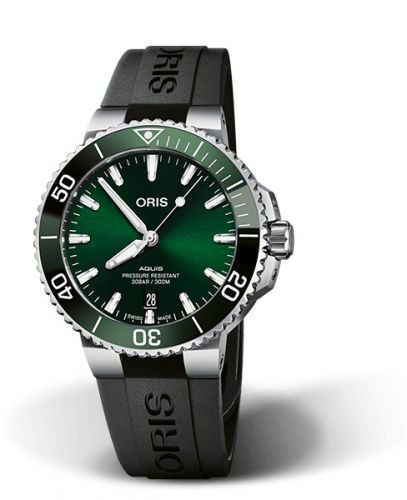 Oris Aquis Date 41.5 Stainless Steel Green Rubber
