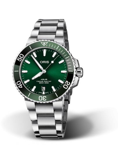 Oris Aquis Date 39.5 Stainless Steel Green Bracelet