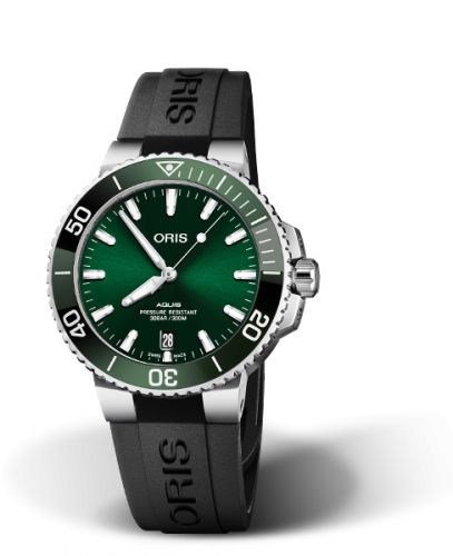 Oris Aquis Date 39.5 Stainless Steel Green Rubber