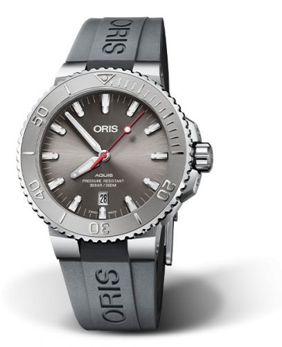 Oris Aquis Date 43.5 Relief Stainless Steel Grey Rubber