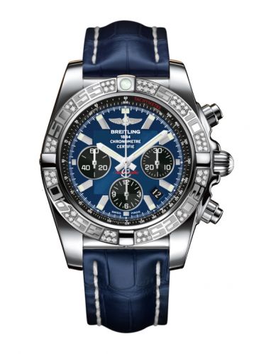 Breitling Chronomat 44 Stainless Steel Diamond Blackeye Blue Croco