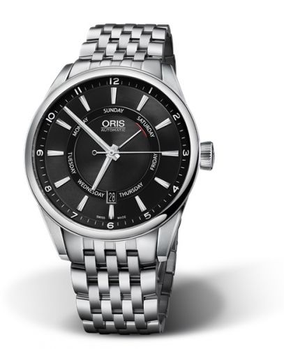 Oris Artix Pointer Day Date Stainless Steel Black Bracelet