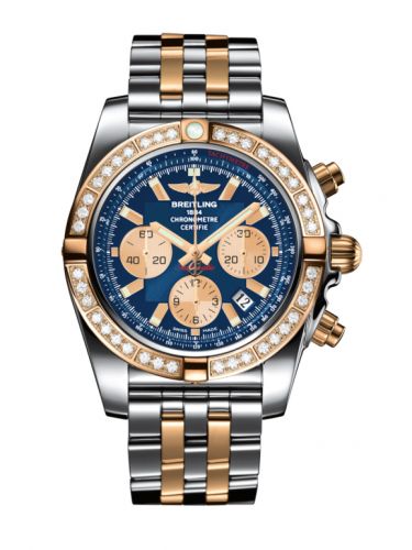 Breitling Chronomat 44 Stainless Steel Rose Gold Diamond Metallica Blue Bracelet