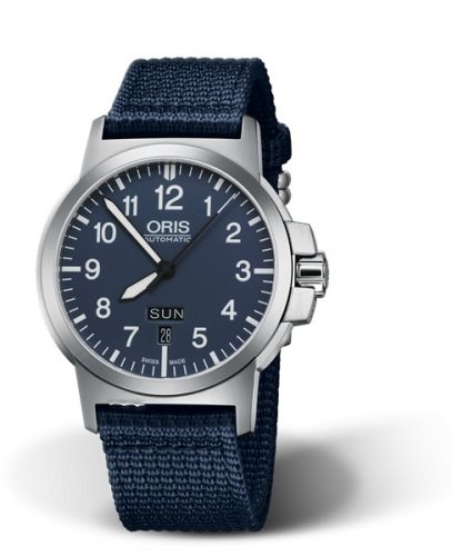 Oris BC3 Advanced Day Date Stainless Steel Blue Fabric