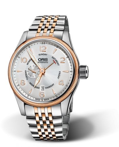 Oris Big Crown Small Second Pointer Day Stainless Steel - Rose Gold Silver Bracelet