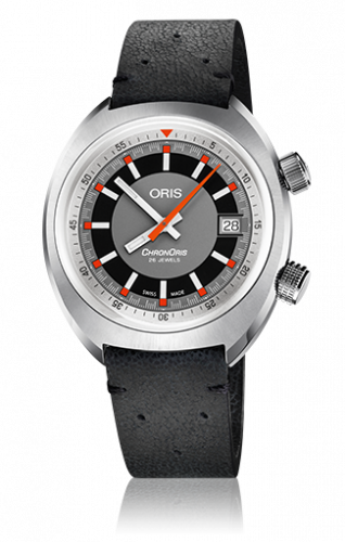 Oris Chronoris Date Grey Black Leather