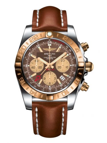Breitling Chronomat 44 GMT Stainless Steel Rose Gold Metallica Brown Calf