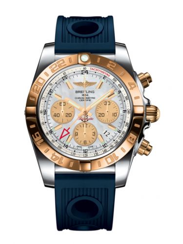 Breitling Chronomat 44 GMT Stainless Steel Rose Gold Pearl Rubber