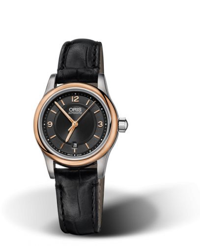 Oris Classic Date Lady 28.5 Stainless Steel - Rose Gold Black