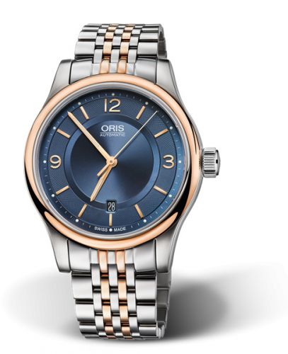 Oris Classic Date 42 Stainless Steel - Rose Gold Blue Bracelet