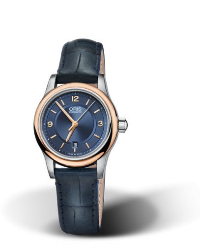 Oris Classic Date Lady 28.5 Stainless Steel - Rose Gold Blue